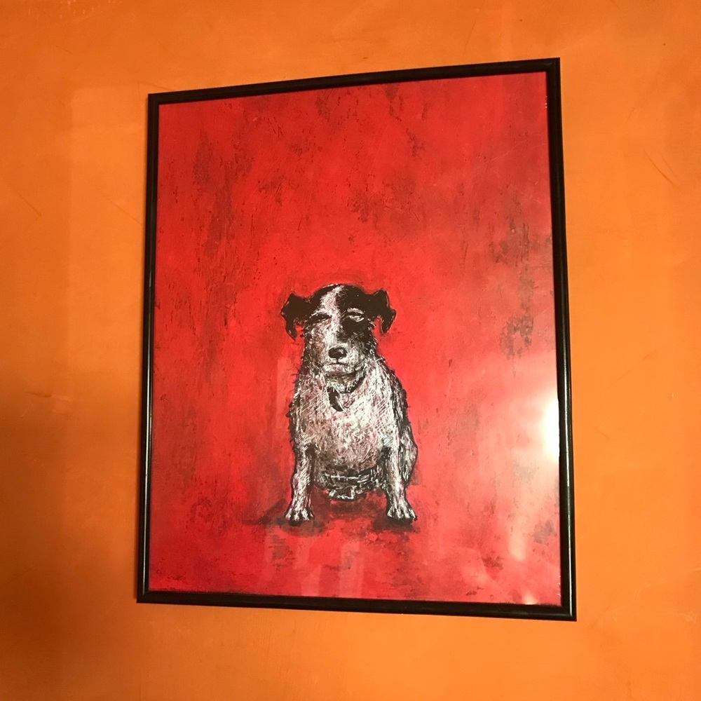 Framed Dog Art Print - Red and Black